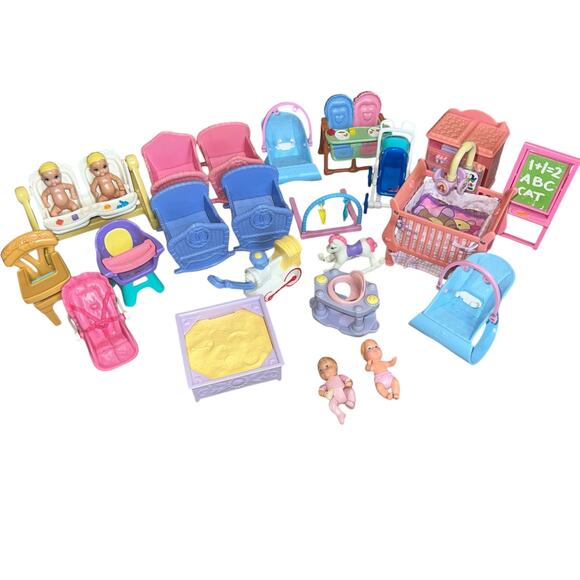 Vintage Fisher Price Loving Family Lot Nursery Furniture crib baby accessories - Picture 1 of 6